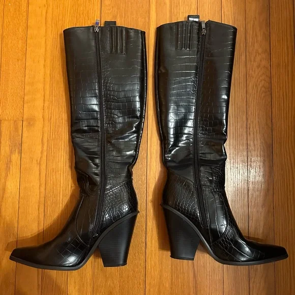 Nasty Gal Wild Western Faux Leather Croc Boots - Picture 3 of 5